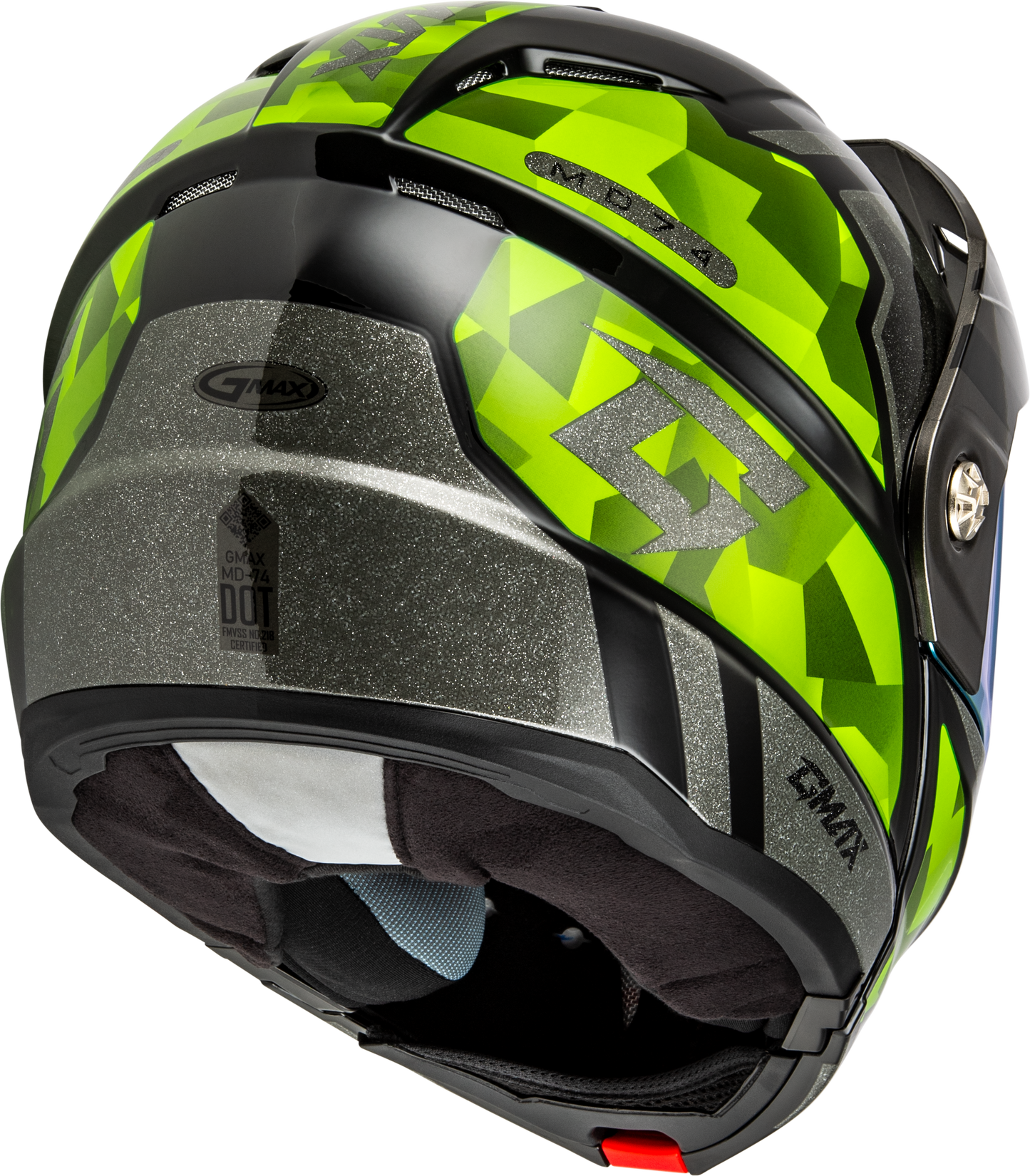 GMAX MD-74 Striker Modular Helmet with Mirror Gold Lens – X-Small, Black/Silver/Green Metallic