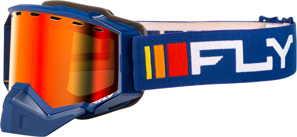 Fly Racing Zone Snow Goggle Navy/White with Red Mirror/Amber Lens