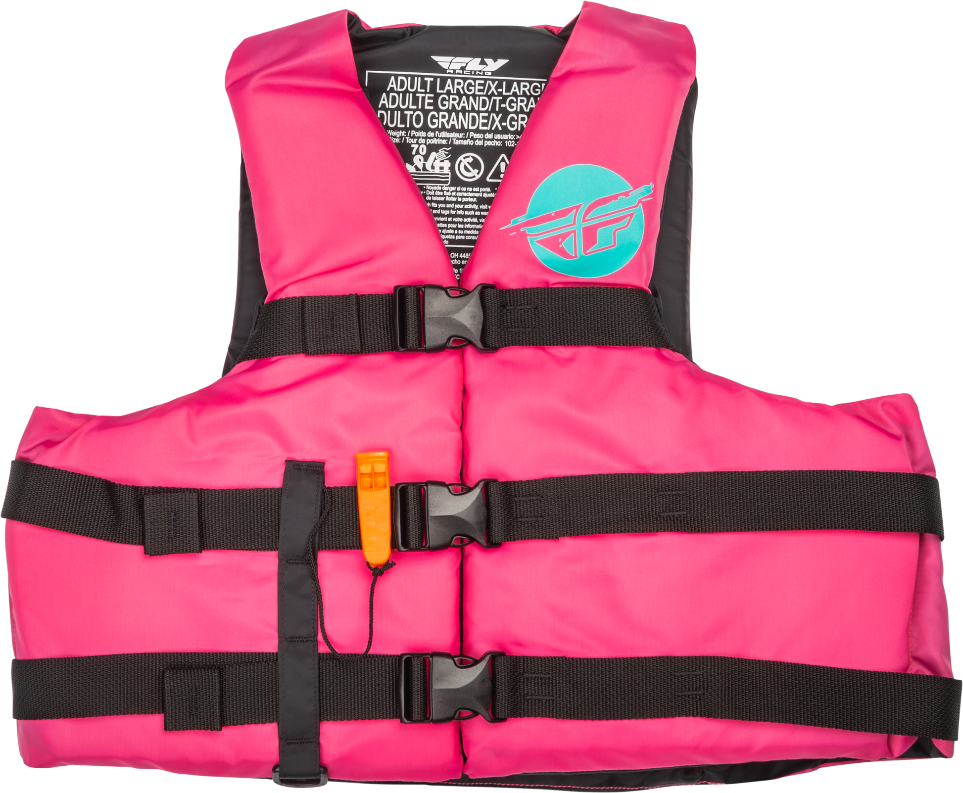 Fly Racing Nylon Flotation Vest for Watercraft - Neon Pink/Teal, X-Small