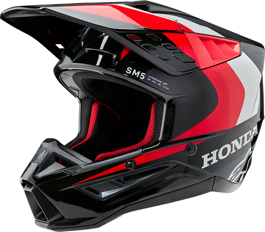 Alpinestars Honda SM5 Off-Road Helmet - Large, Black/Red Glossy