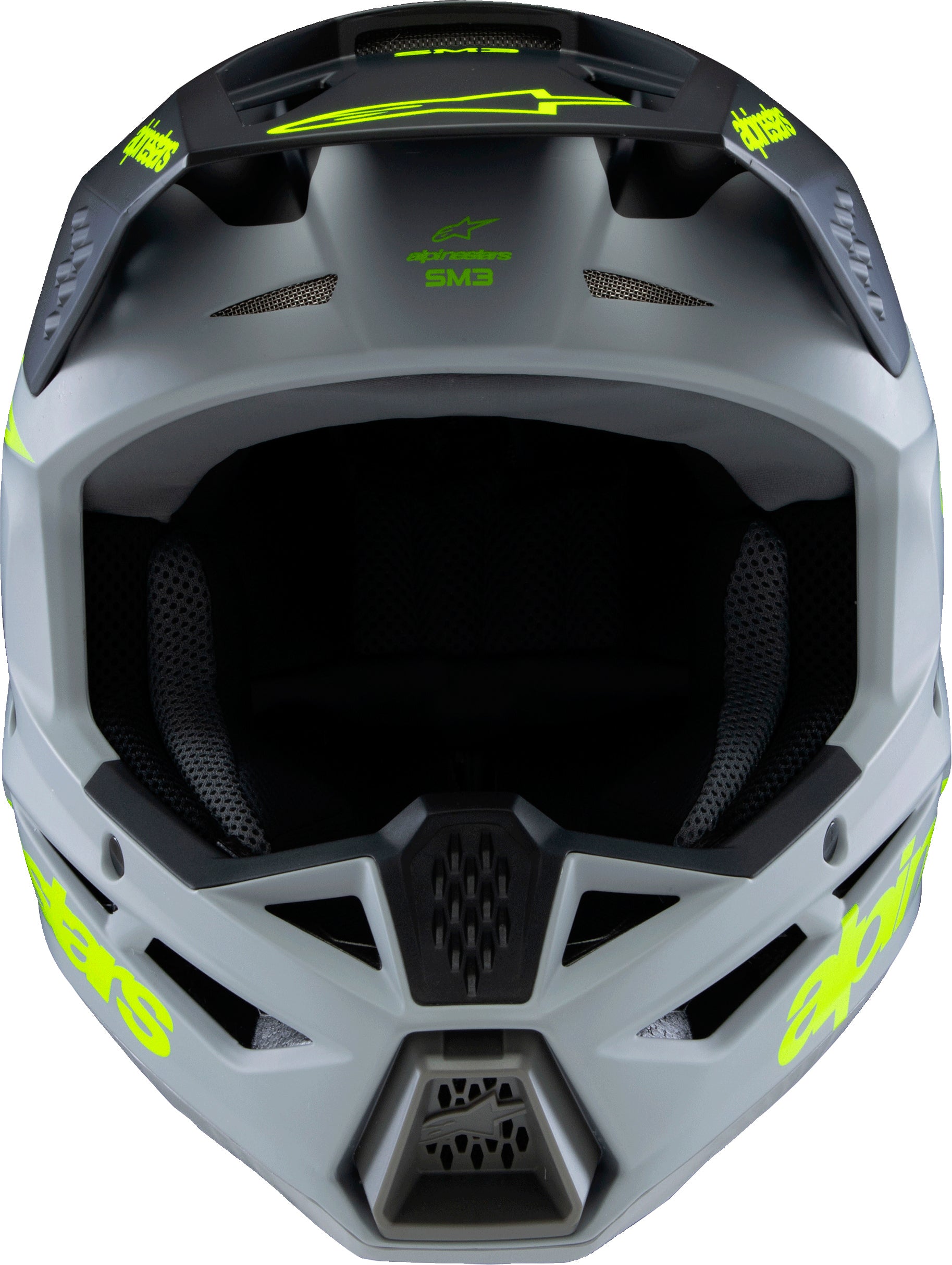 Alpinestars SM3 Youth Radium Helmet - Matte Grey, Black & Fluorescent Yellow for Off-Road and Motocross