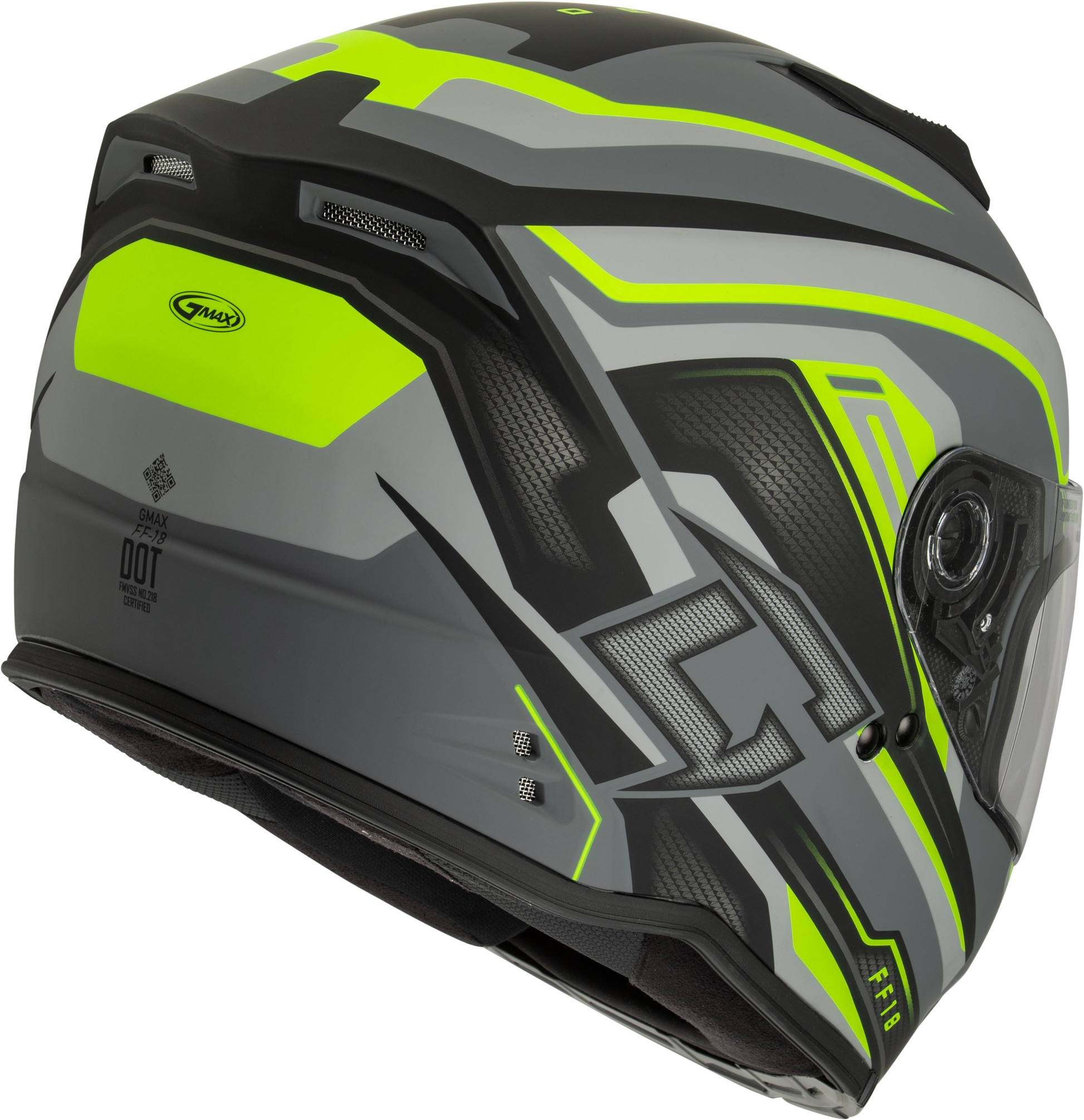 GMAX FF-18 Drift Full-Face Helmet Matte Grey with Hi-Vis Accents - Medium