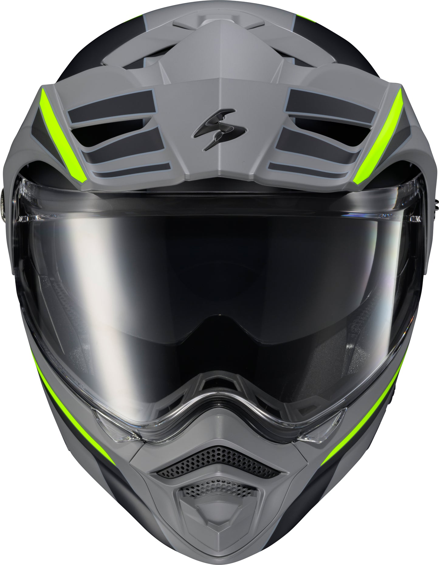 ScorpionEXO Exo-AT960 Modular Helmet with ECE 22.06 Certification and Sun-Visor - Large, Grey/Hi-Vis