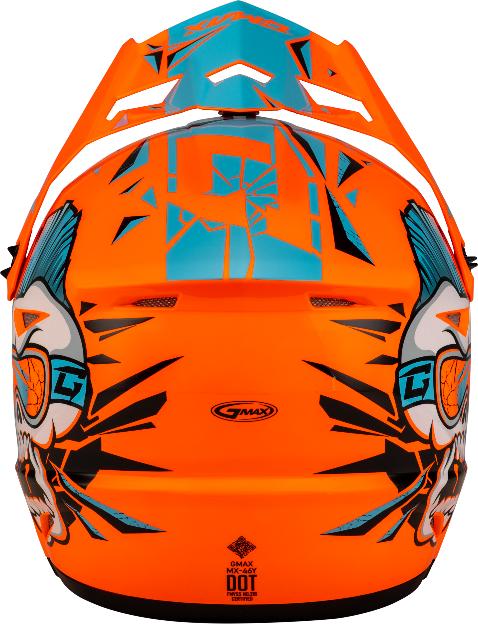 GMAX Youth MX-46Y Off-Road Helmet in Hi-Vis Orange and Blue, Small Size