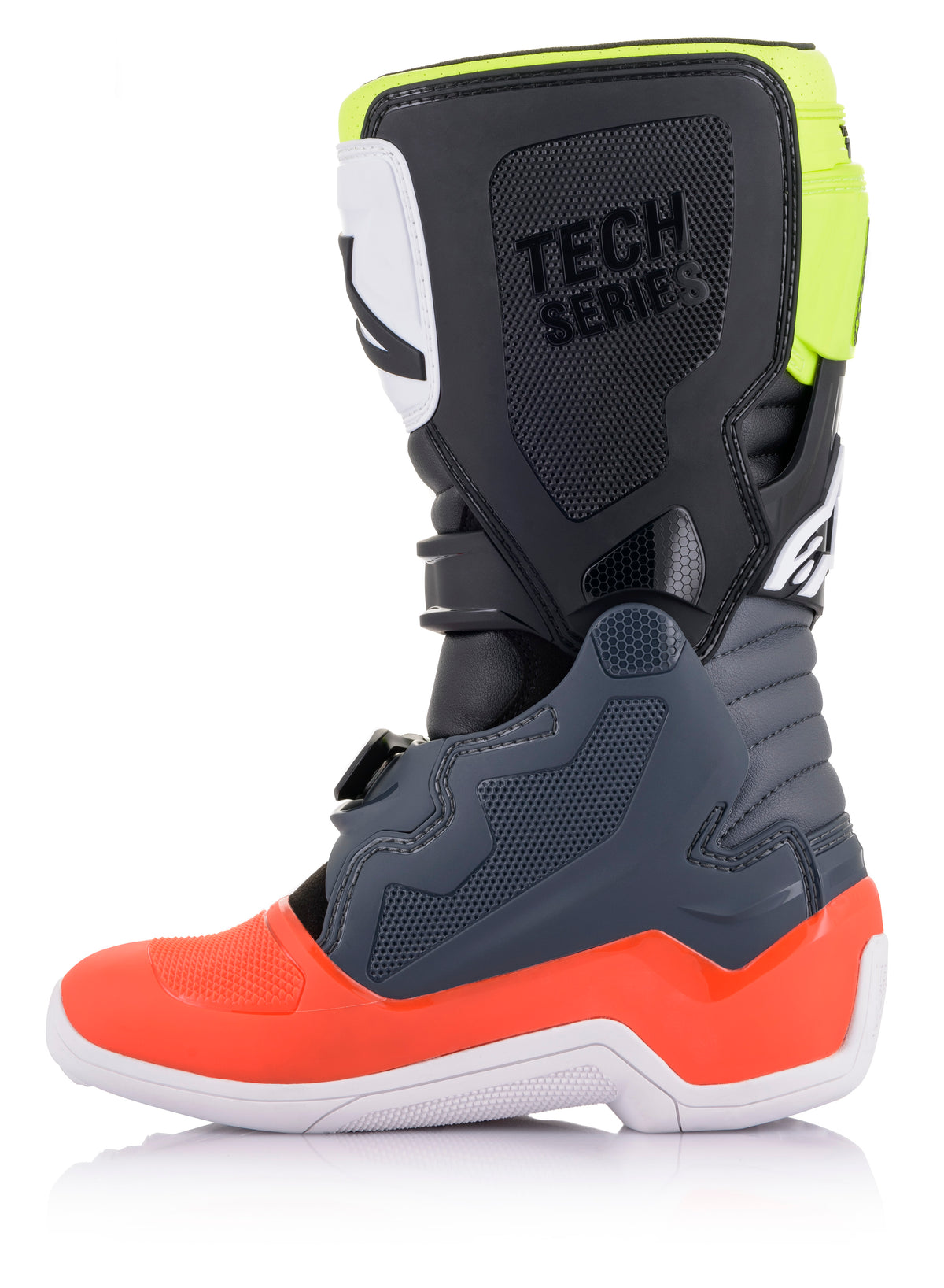 Alpinestars Tech 7S Offroad Boots for Youth – Size US 02, Dark Grey/Fluo Red/Fluo Yellow