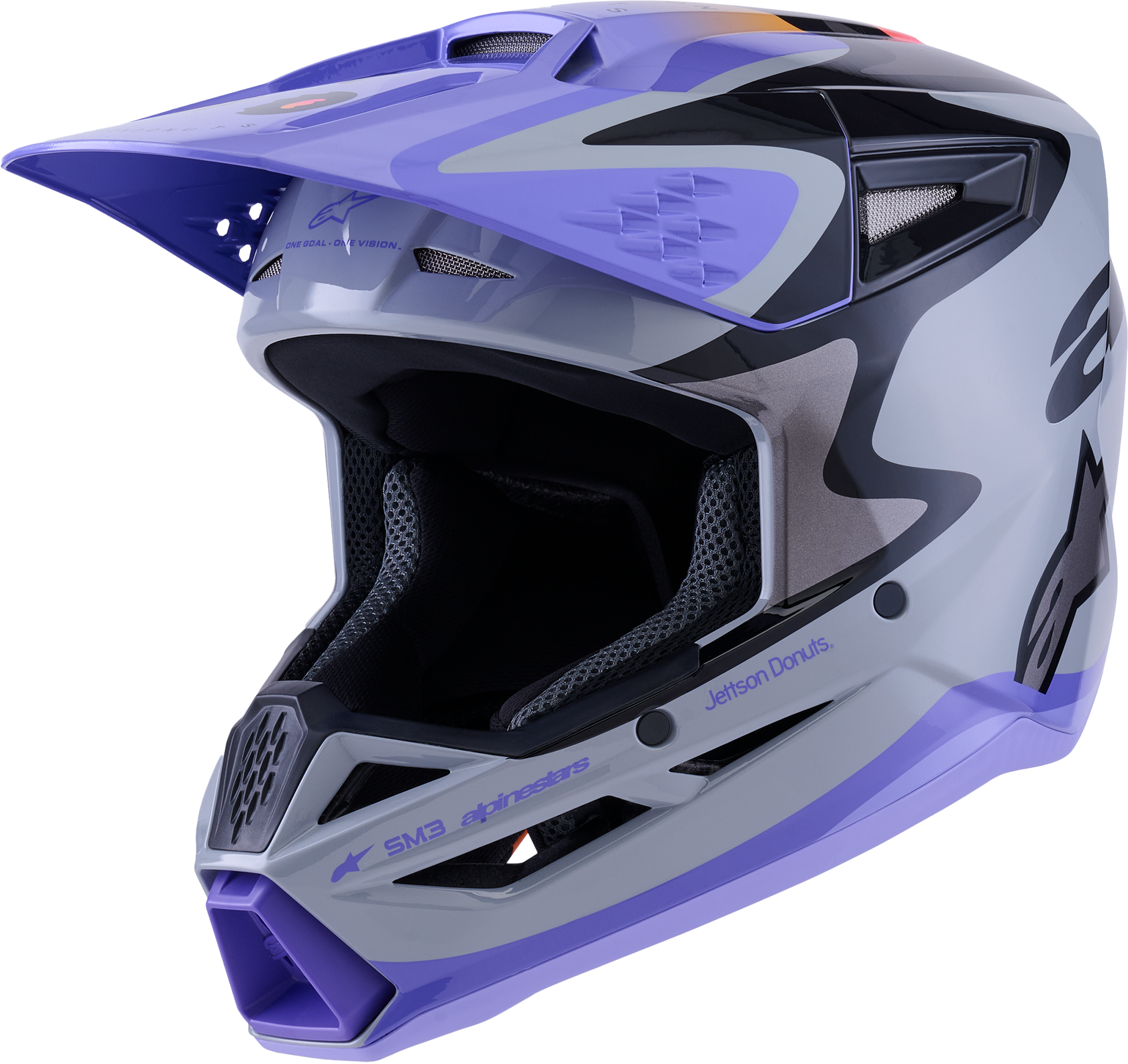 Alpinestars Jettson SM3 Youth Helmet - Grey, Purple, and Black Gloss Finish
