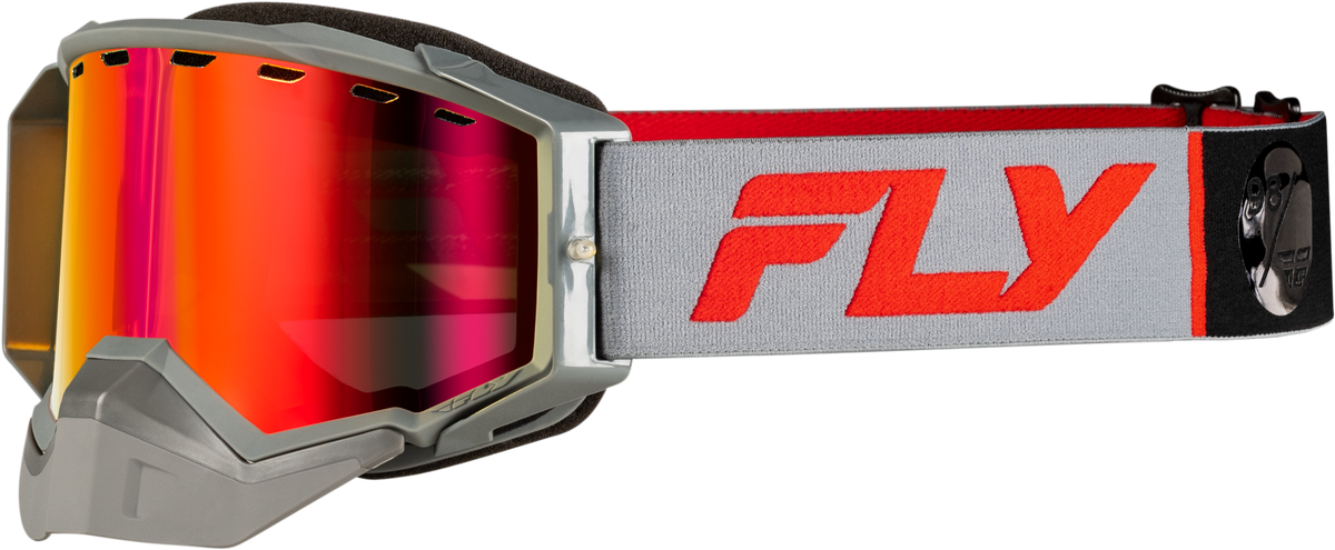 Fly Racing Zone Elite Snow Goggles Grey/Red with Red Mirror and Polarized Amber Lens