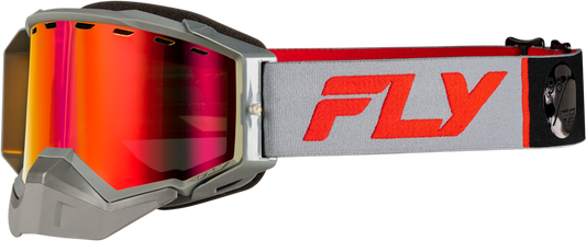 Fly Racing Zone Elite Snow Goggles Grey/Red with Red Mirror and Polarized Amber Lens