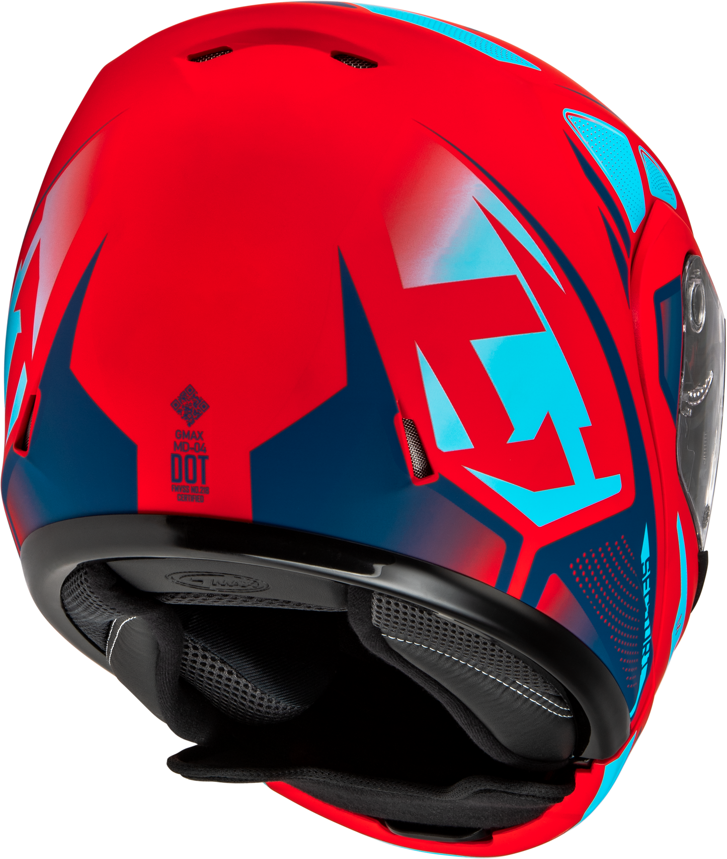 GMAX MD-04 Sector Modular Helmet - Lightweight Street Helmet with Coolmax Technology, Red/Blue, Small