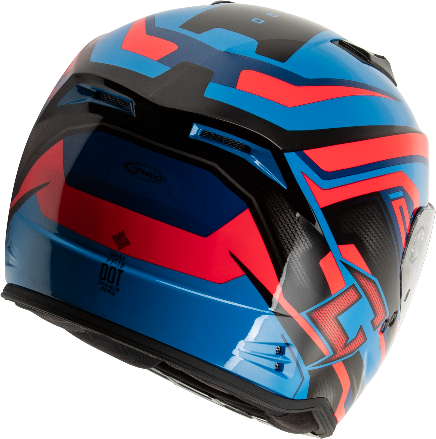 GMAX FF-18 Drift Full-Face Helmet Large Black/Blue/Red with Sun Shade and Advanced Ventilation