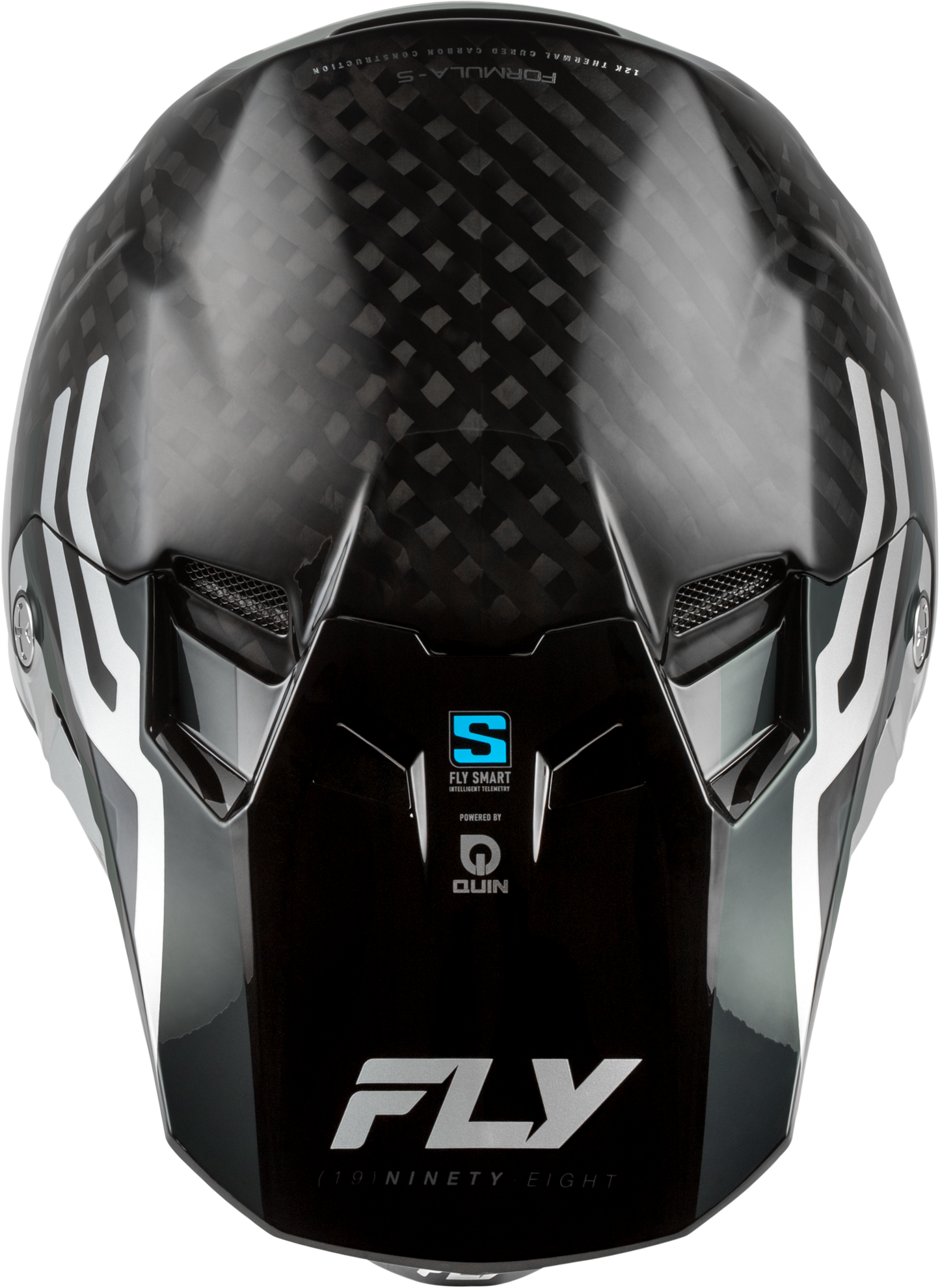Fly Racing YTH Formula S Carbon Byte Youth Helmet Black Carbon/Grey/Silver (Size Youth Large)