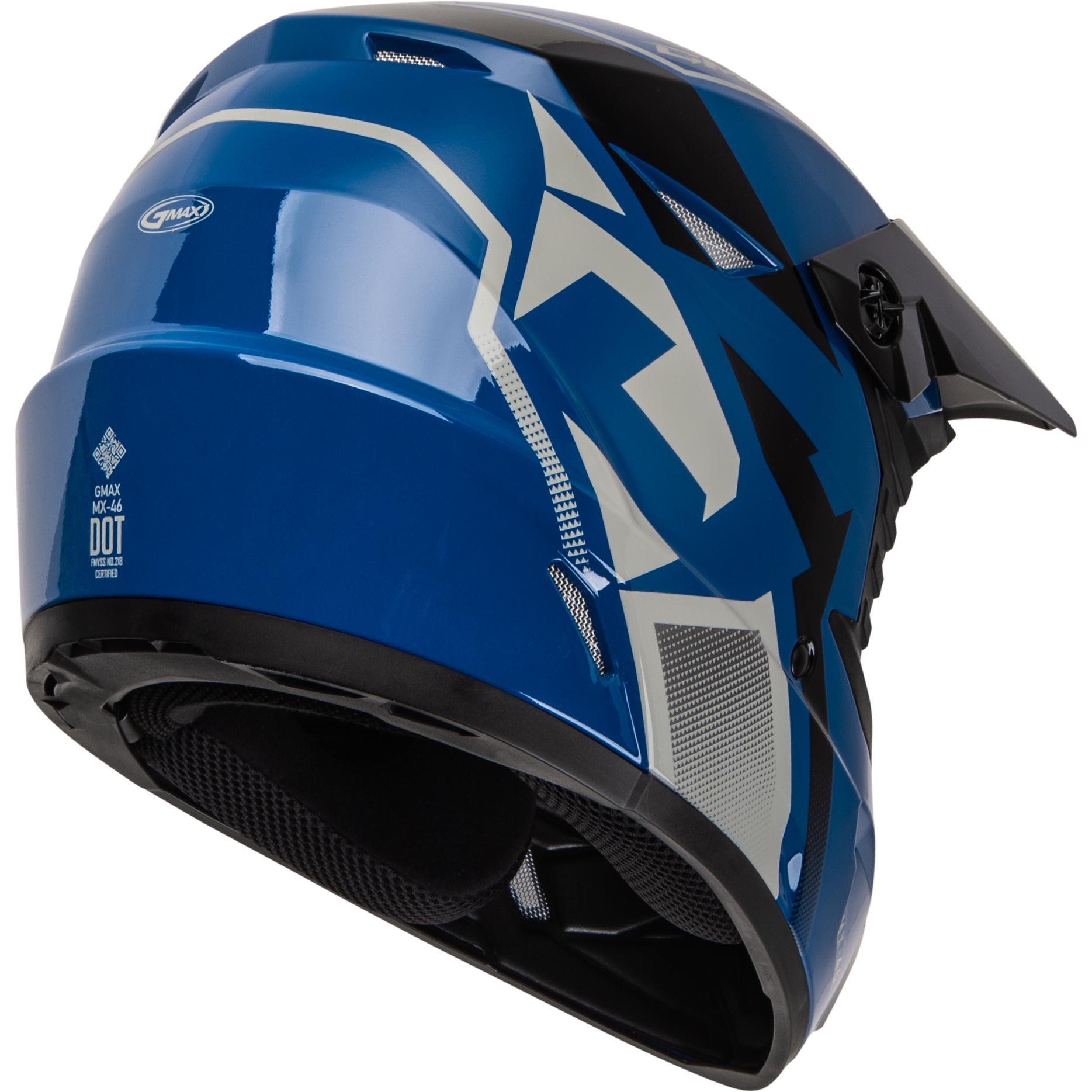 GMAX MX-46 Youth Off-Road Helmet Blue/Black/Grey, Model D3464430