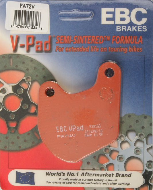 EBC Brakes Fa72V Semi Sintered V Series Brake Pads for Harley-Davidson Big Twins