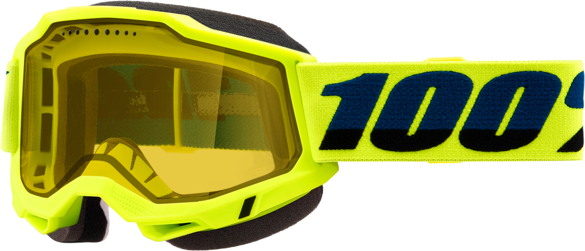 100-Percent Accuri 2 Snowmobile Goggle Neon Yellow with Yellow Lens
