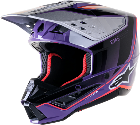 Alpinestars S M5 Sail Helmet Violet/Black/Silver X-Large – Offroad Motorcycle Helmet with Advanced Impact Protection