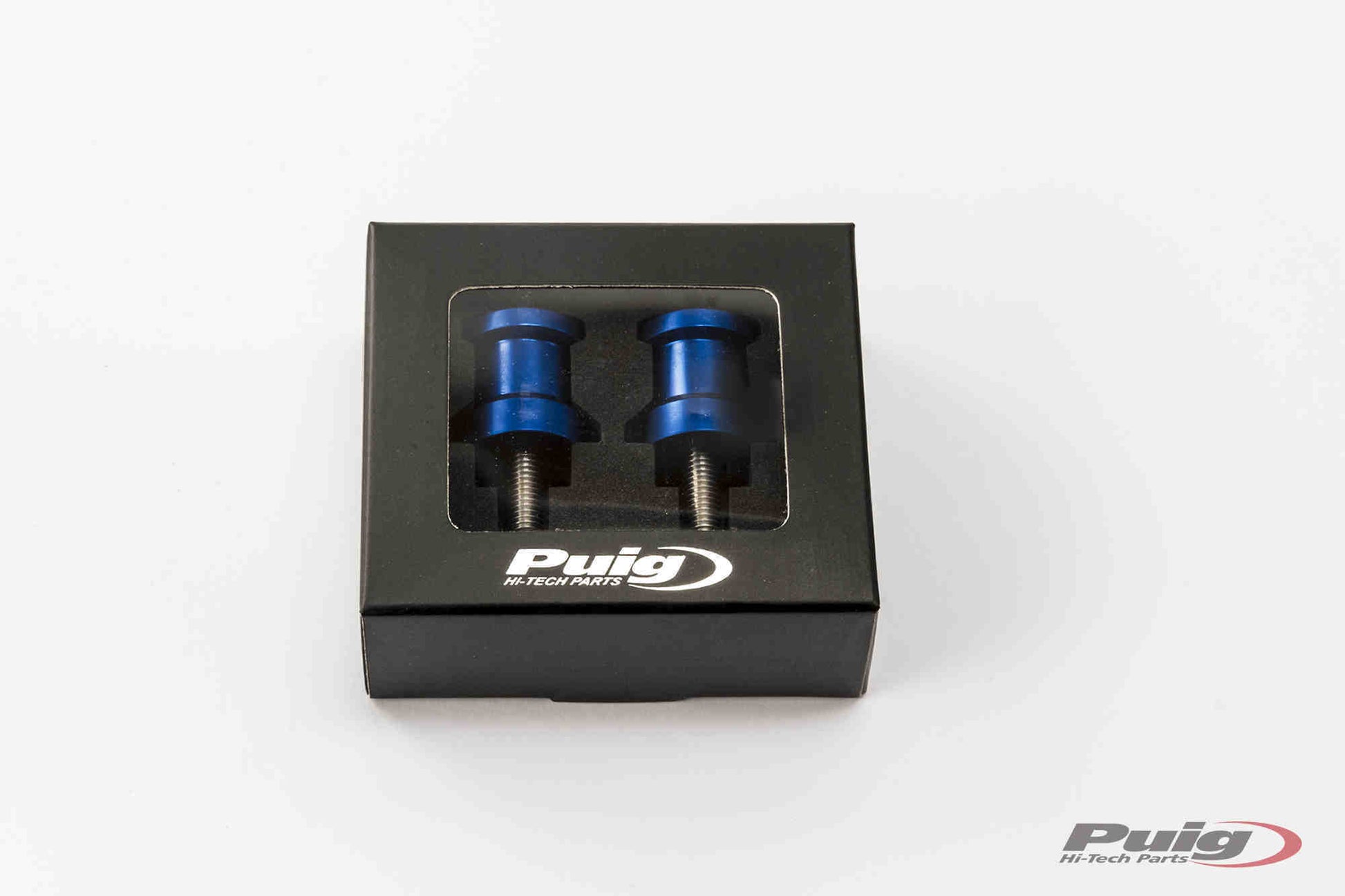 PUIG Blue Swingarm Spools Hi Tech 8mm for Honda, BMW, Suzuki Street Bikes - Part #5923A