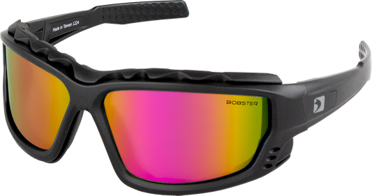 BOBSTER PCH Convertible Black Sunglasses with Crimson Pink and Yellow Mirror Lenses