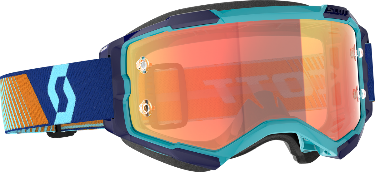 SCOTT Fury Goggle Royal Blue and Orange Chrome Offroad Eyewear with NoFog Anti-Fog Lens