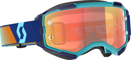 SCOTT Fury Goggle Royal Blue and Orange Chrome Offroad Eyewear with NoFog Anti-Fog Lens