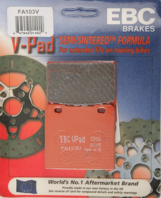 EBC Brakes Fa103V Semi-Sintered V-Series Brake Pads for Cruiser and Big Twin Motorcycles