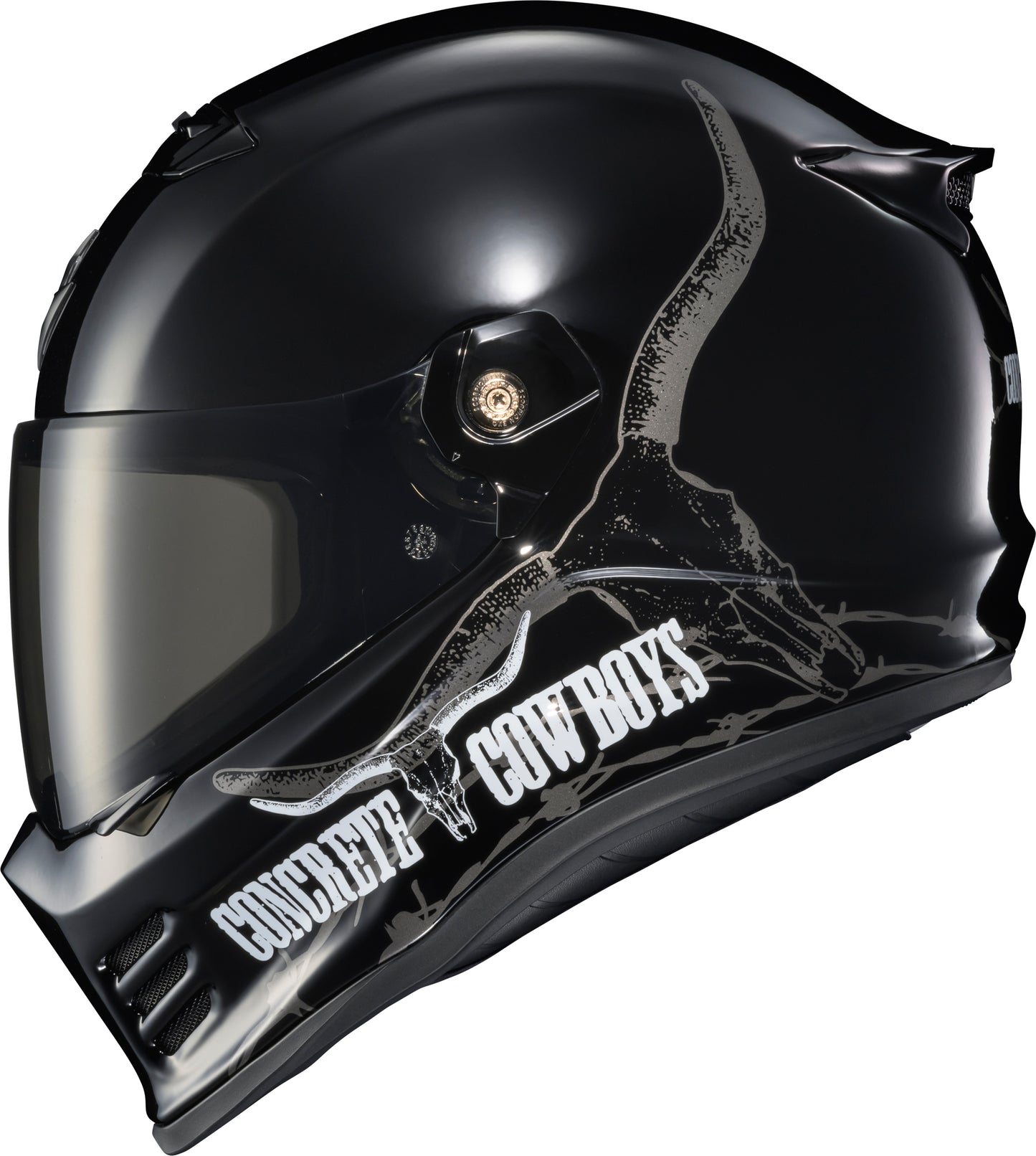 ScorpionEXO Covert FX Full Face Motorcycle Helmet with Fog-Free Shield – Concrete Cowboys Gloss Black, X-Large