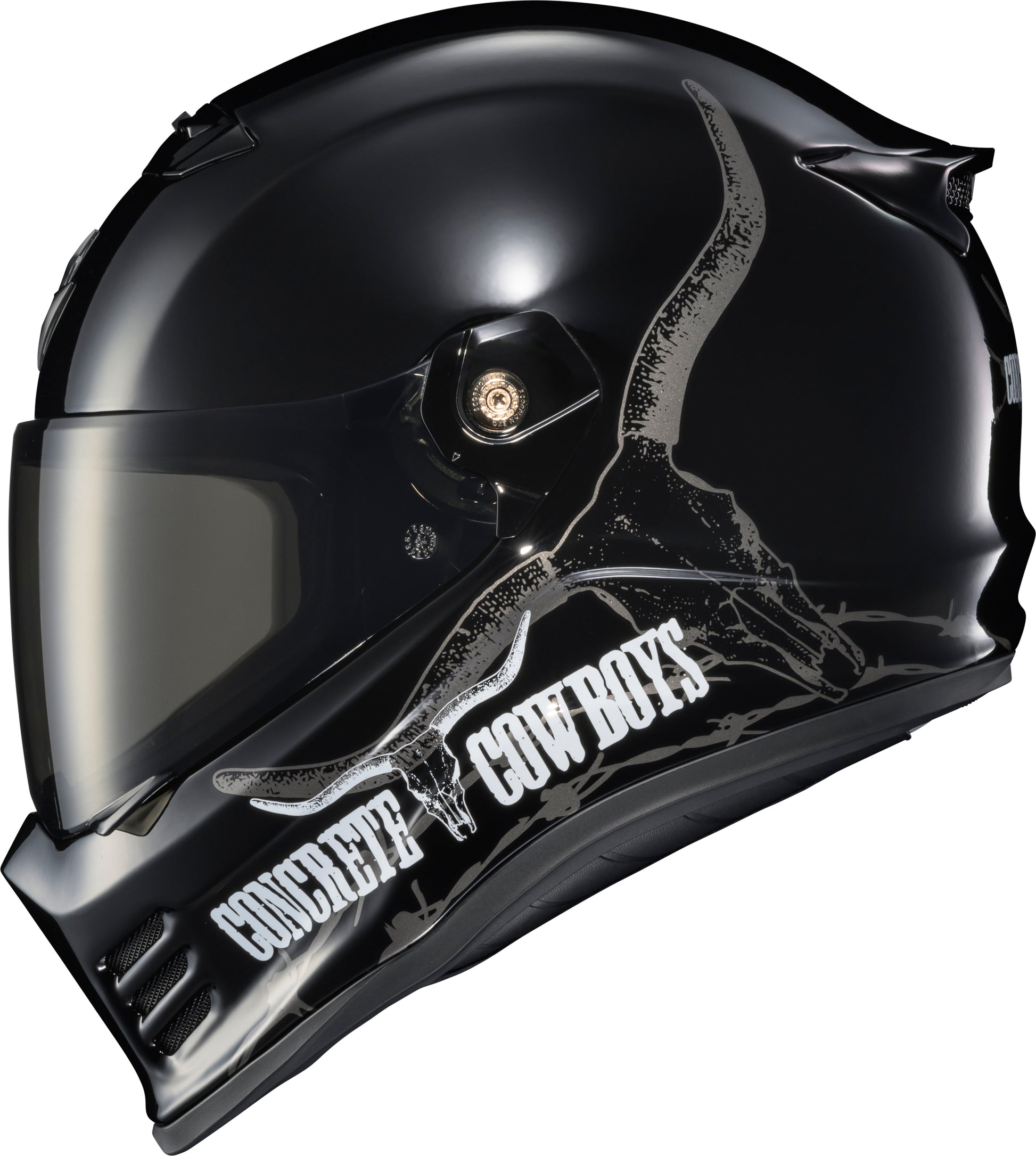 ScorpionEXO Covert FX Full Face Motorcycle Helmet with Fog-Free Shield – Concrete Cowboys Gloss Black, X-Large
