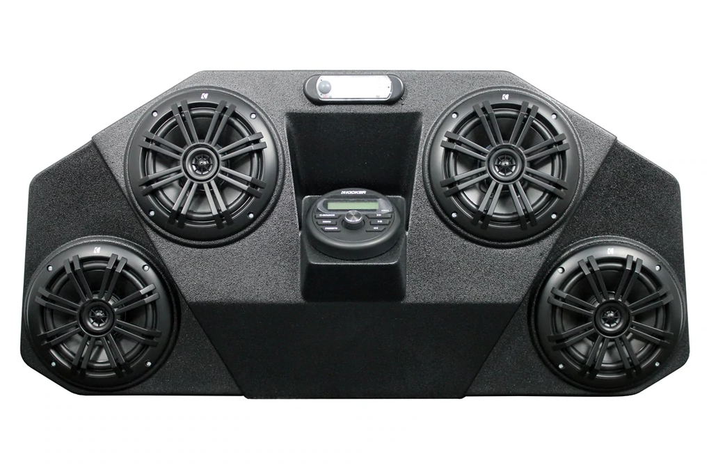 HOPPE HPEL-0102 Marine Audio System with 4 Kicker KM-Series Speakers and Full Spectrum RGB LED Lighting for Kawasaki KRX 1000 Teryx