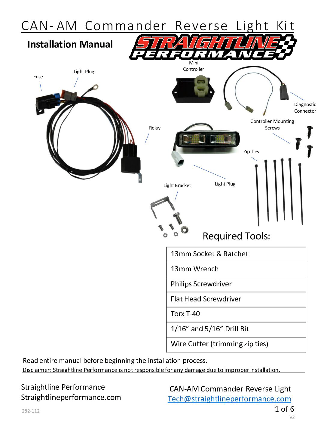 Straightline Performance Smart Wire Reverse Light Kit for ATV/UTV - Part #282-112