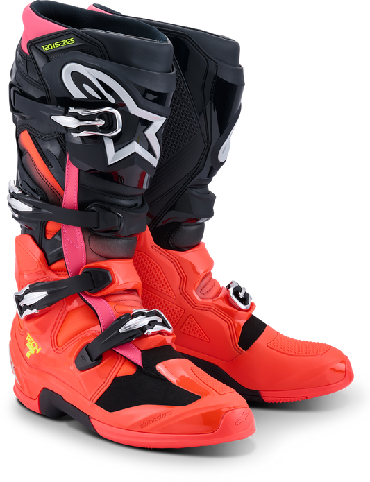 Alpinestars Tech 7 Offroad Boots US 13 Black/Red Fluo/Pink Fluo