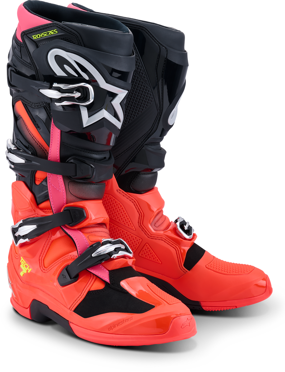 Alpinestars Tech 7 Offroad Boots US 09 Black/Red Fluo Pink Fluo