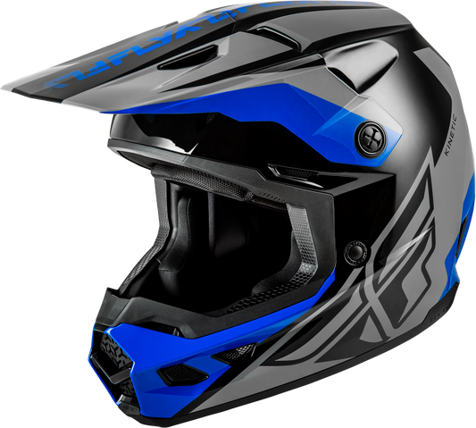 Fly Racing Kinetic Crest Off-Road Helmet – Large, Grey/Black/Blue