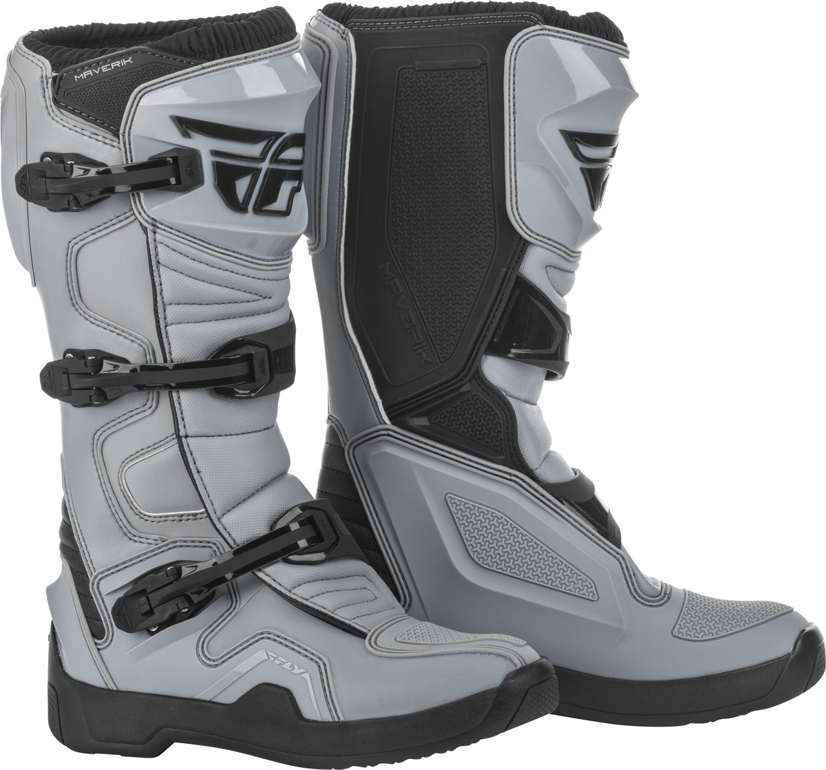 Fly Racing Maverik Offroad Boots Grey/Black Size 07 – Durable Motocross Footwear with Impact Protection and Adjustable Buckles