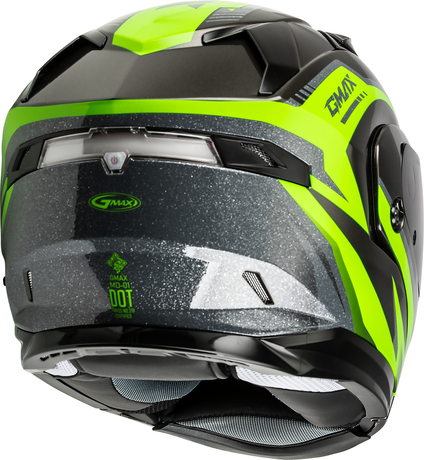 GMAX MD-01 Volta Modular Helmet for Street Riding – X-Large, Black/Silver/Green Metallic