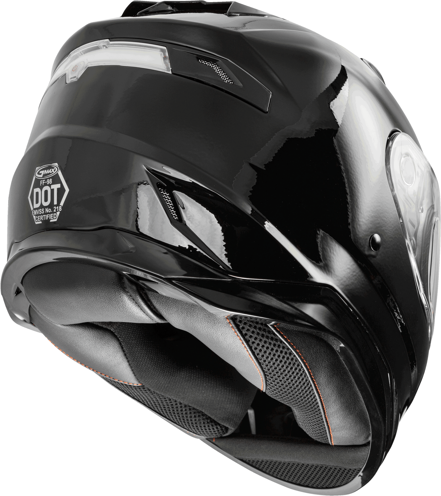 GMAX FF-98 Full Face Helmet Black X-Small with Quick-Release Shield and Integrated LED Rear Light