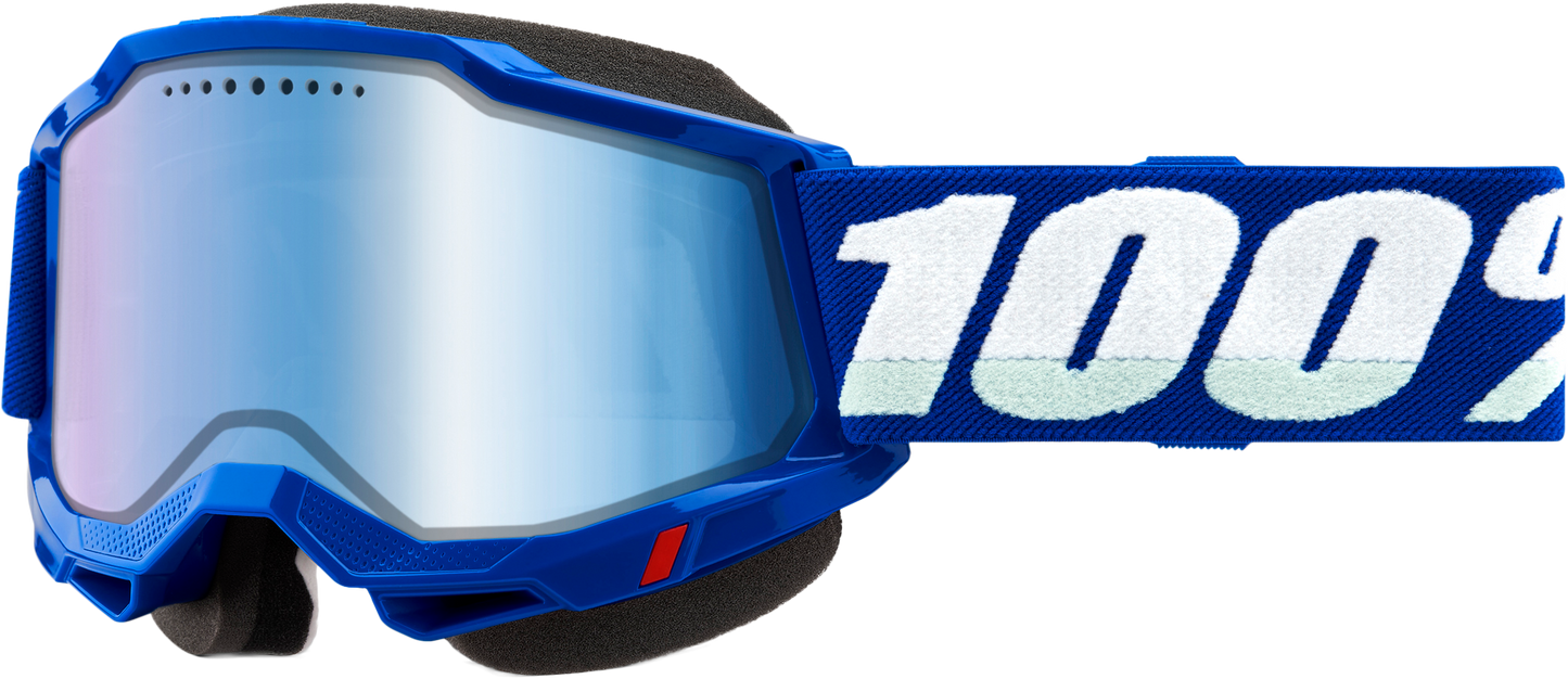 100-Percent Accuri 2 Snowmobile Goggle with Blue Mirror Lens for Superior Visibility and Comfort