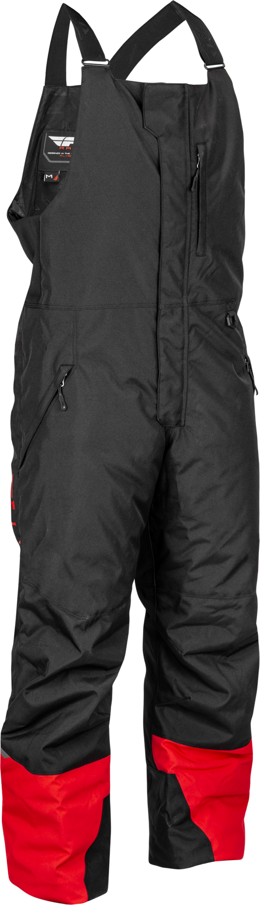 Fly Racing Outpost Bib Pants Black/Red Medium – Snowproof Insulated Bibs with Waterproof Technology
