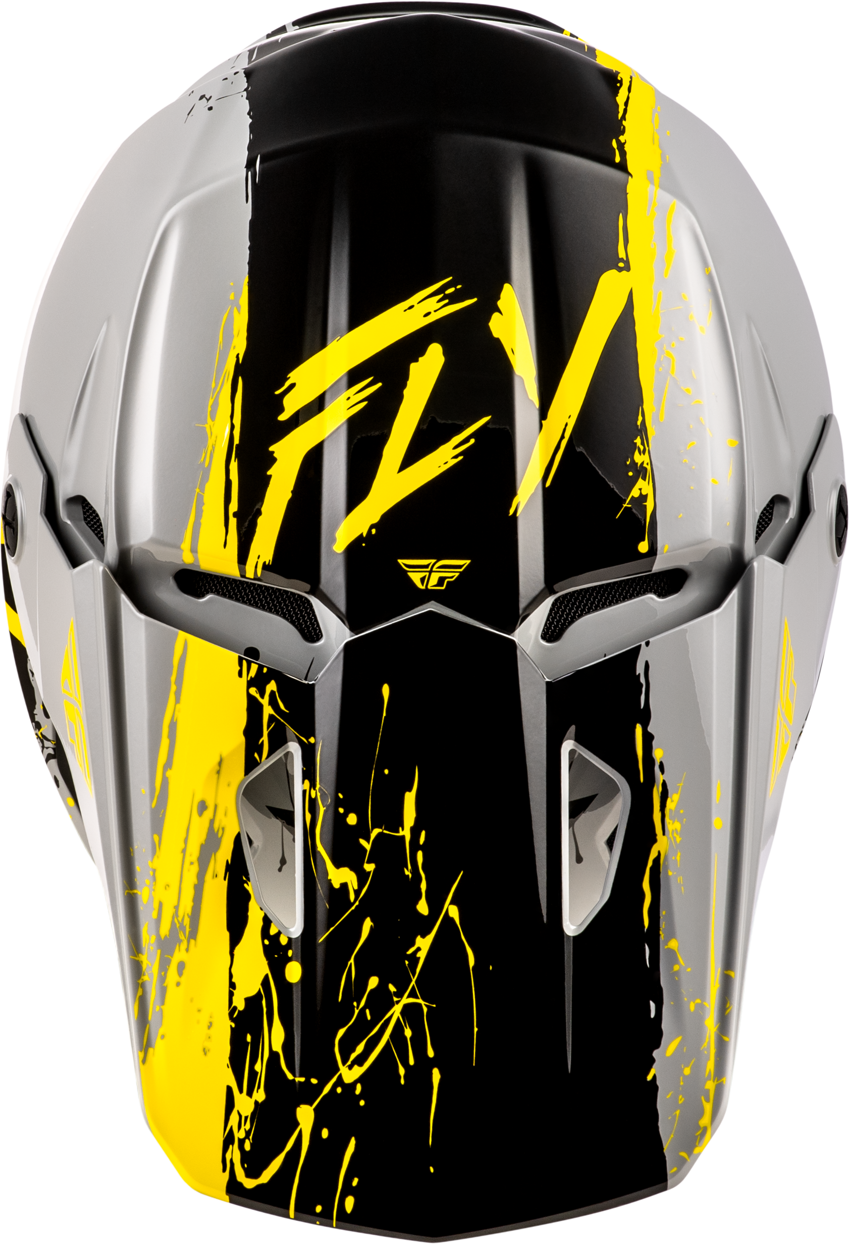 Fly Racing Youth Kinetic Drip Helmet Grey/Black/Yellow - Off-Road Youth Large Helmet