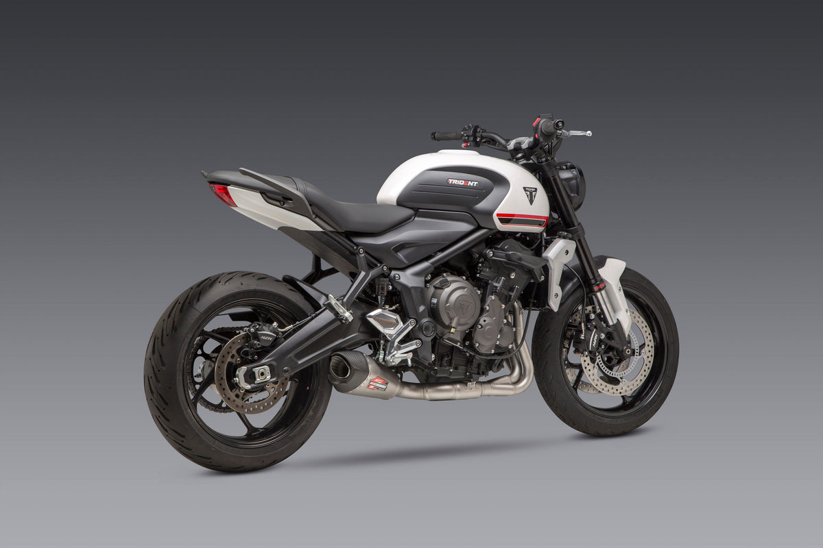 Yoshimura AT2 Race Full System Exhaust for Triumph Trident 660 - Matte Carbon Fiber End Cap