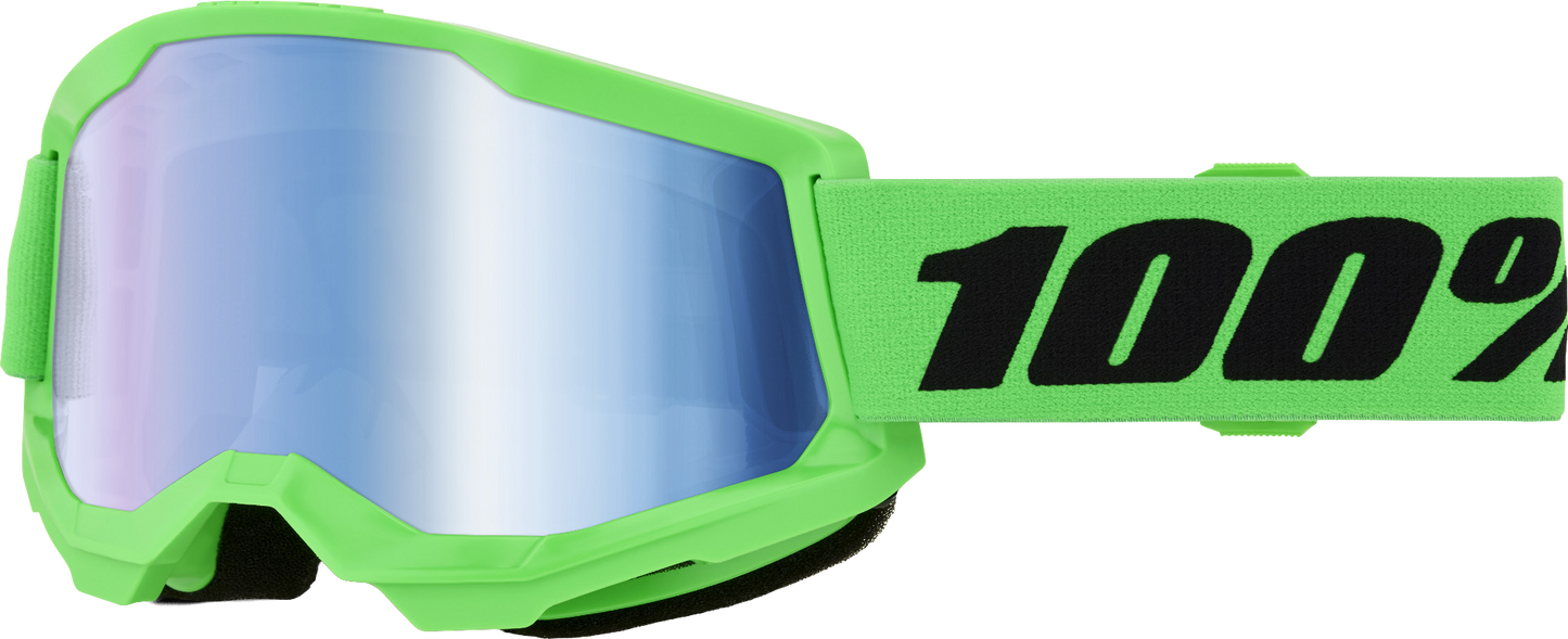 100 Percent Strata 2 Goggles with Blue Mirror Lens - Neon Green Offroad Eyewear