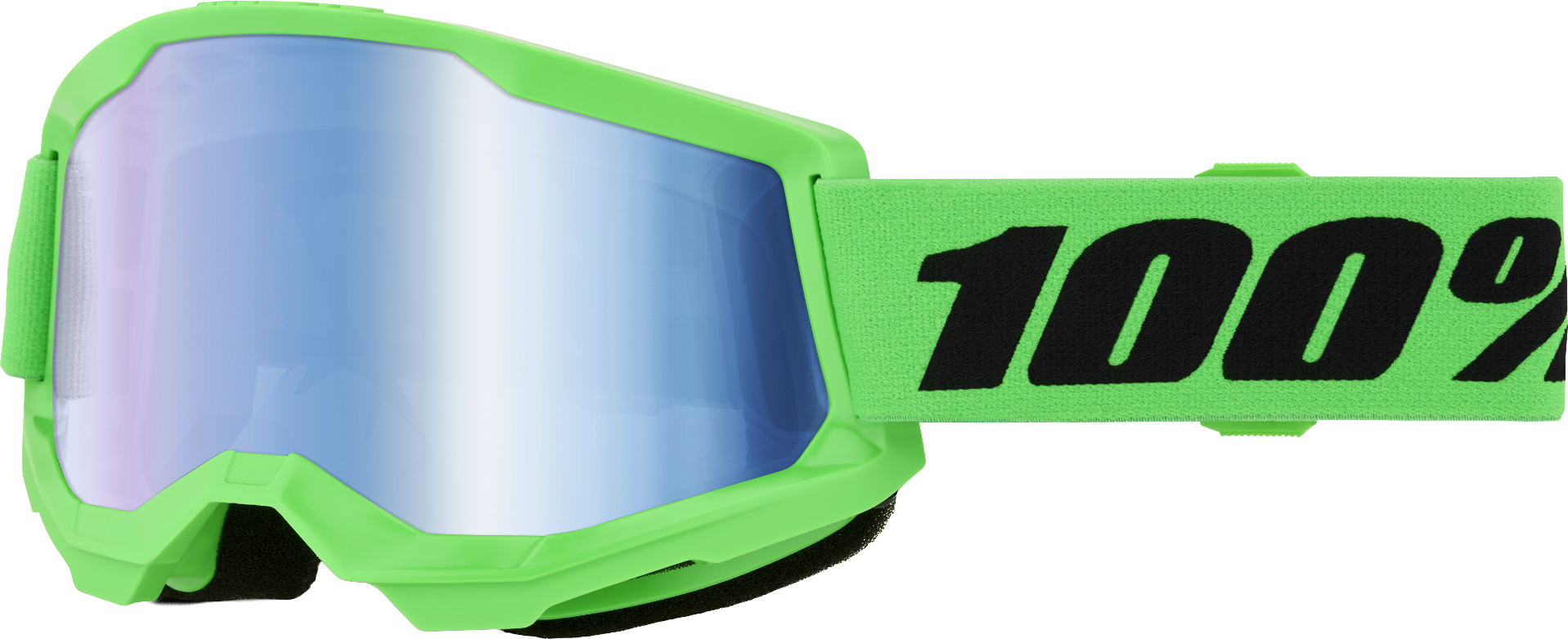 100 Percent Strata 2 Goggles with Blue Mirror Lens - Neon Green Offroad Eyewear