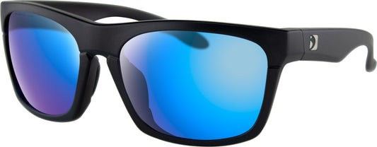 Bobster Route Sunglasses Matte Black with Light Blue Revo Mirror Lenses - Impact-Resistant UV Protection