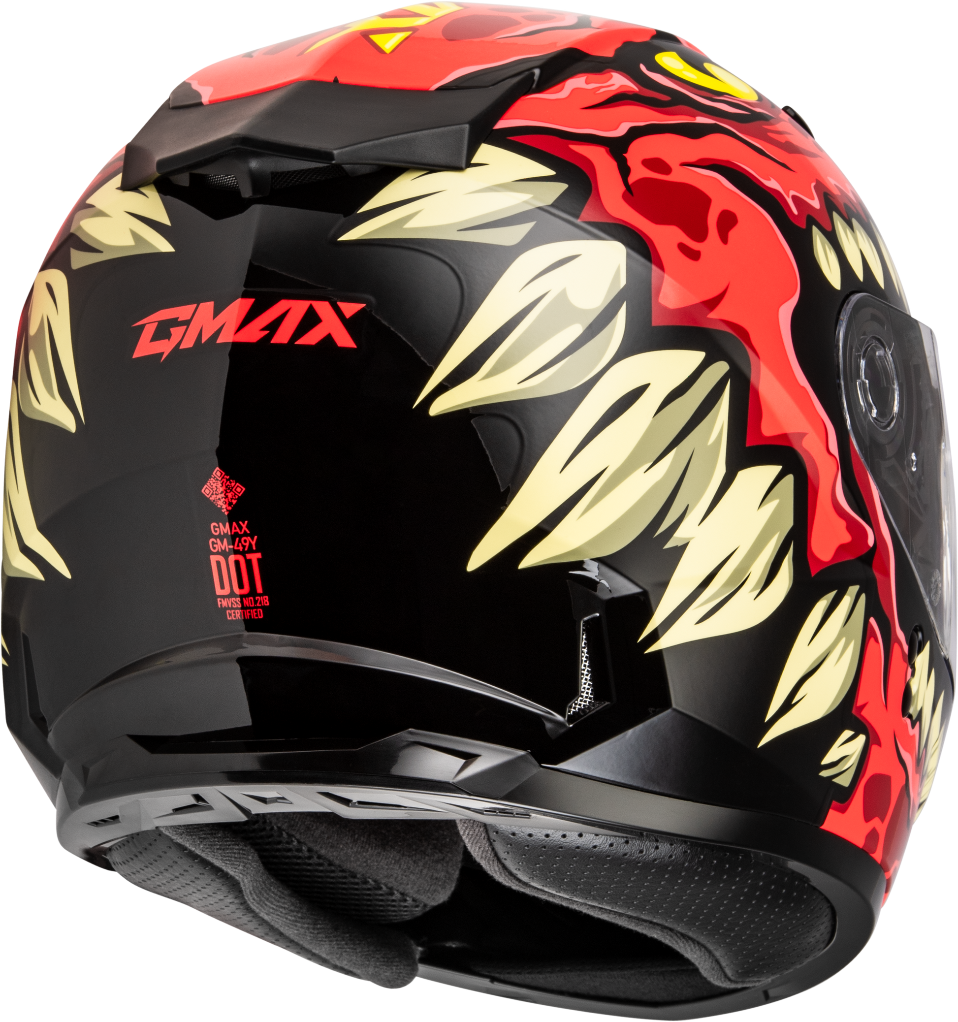 GMAX Youth GM-49Y Drax Helmet in Red – Full-Face Street Helmet with Interchangeable Fit for Kids