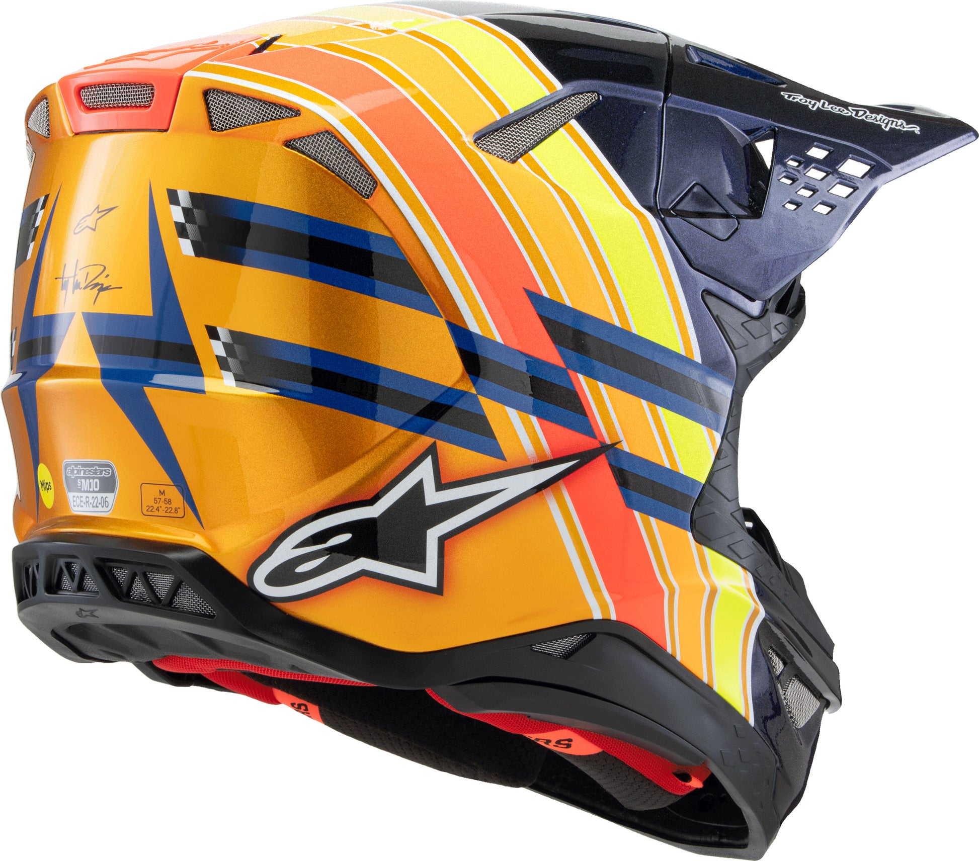 Alpinestars Supertech M10 TLD Edition Off-Road Helmet – 2X-Large Dark Blue, Orange, Yellow Fluorescent, Red