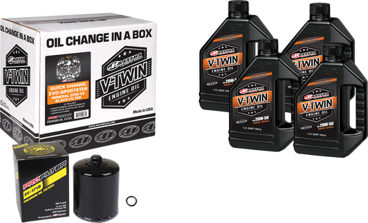 Maxima V Twin Oil Change Kit Evo Mineral with Black Premium Oil Filter