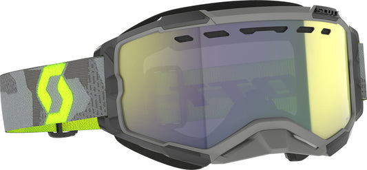 Scott Fury Snowcross Goggle Light Grey/Neon Yellow with Yellow Chrome Lens