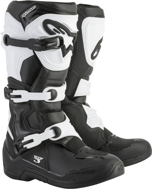 Alpinestars Tech 3 Offroad Boots Black/White Size 7 - Durable Motocross Footwear