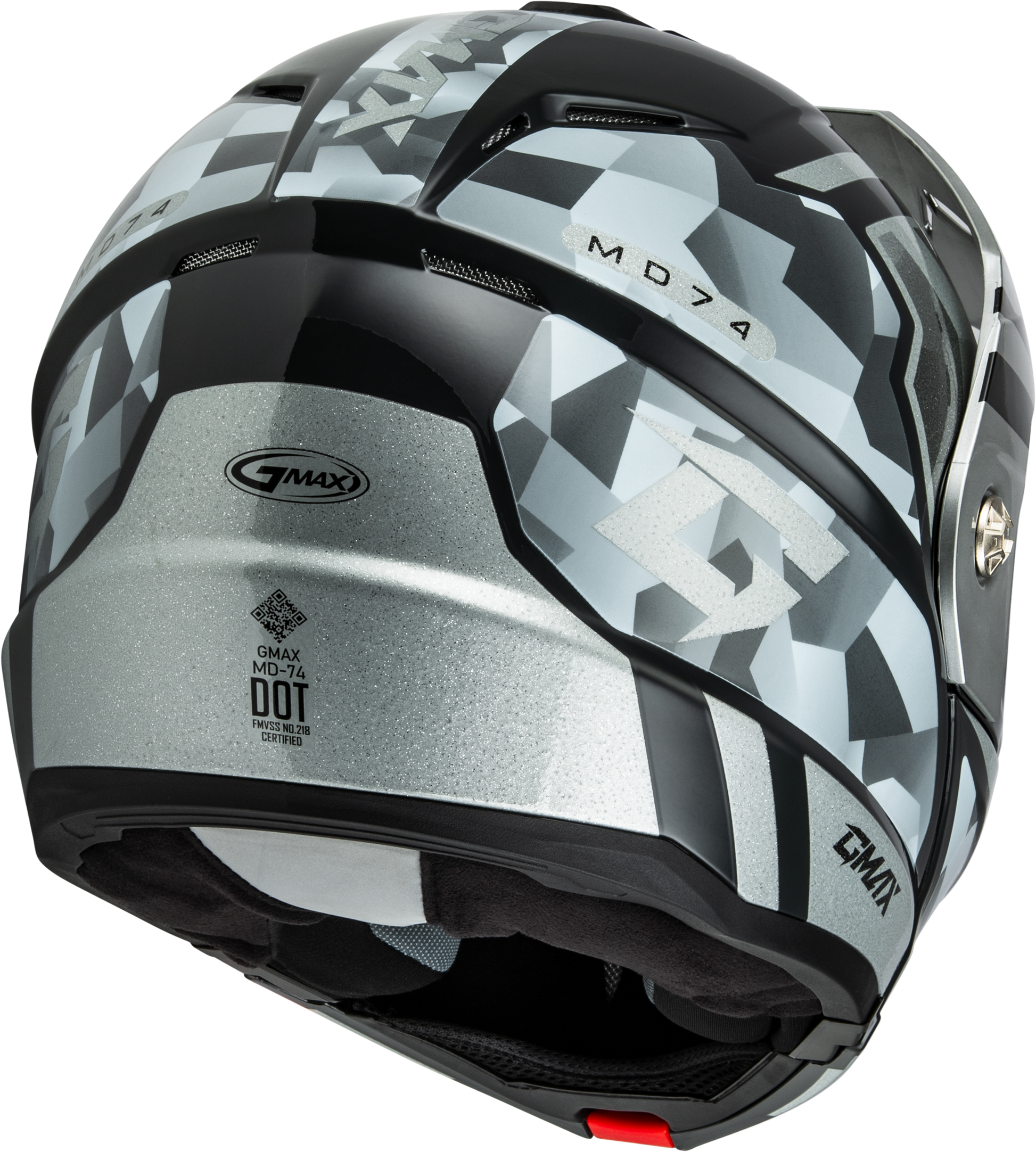 GMAX MD-74 Striker Modular Helmet with Mirror Silver Lens and Silver/Blue Metallic Finish