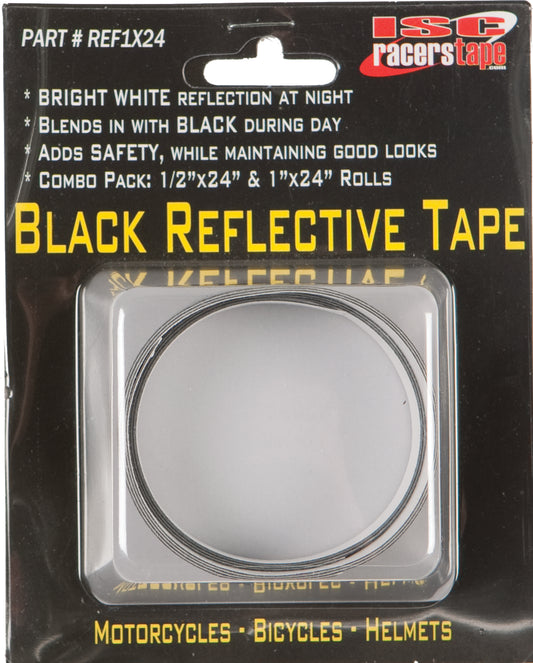 ISC Black Reflective Tape 1/2 x 24 inches & 1 x 24 inches for Enhanced Safety and Visibility