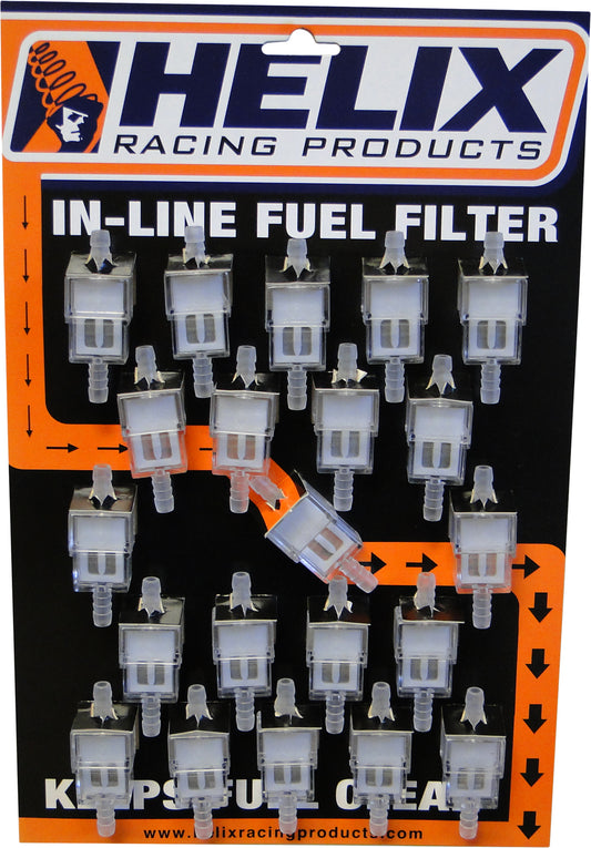 HELIX 1/4 inch Fuel Filters with Stainless Steel Mesh – Pack of 21