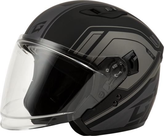 GMAX OF-87 Duke Matte Black/Grey Open-Face Helmet for Street Riding - Large